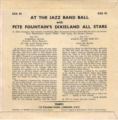 Pete Fountain's Dixieland All-Stars - At The Jazz Band Ball (7", EP) - Image 2