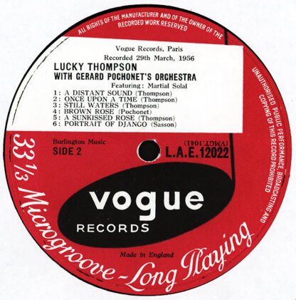 Lucky Thompson With Gerard Pochonet's Orchestra* Featuring Martial Solal - Lucky Thompson With Gerard Pochonet's Orchestra (LP, Album) - Image 3