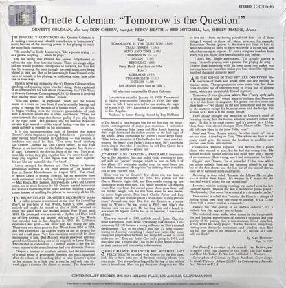 Ornette Coleman - Tomorrow Is The Question! (LP, Album, RE, 180) - Image 2