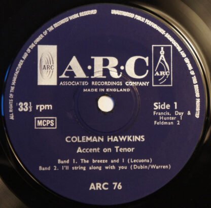 Coleman Hawkins - Accent On Tenor (7", EP) - Image 3