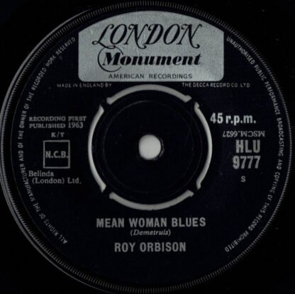 Roy Orbison - Blue Bayou / Mean Woman Blues (7", Single) - Image 2