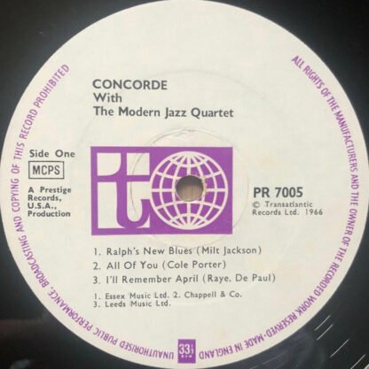 The Modern Jazz Quartet - Concorde (LP, Album, RE) - Image 3