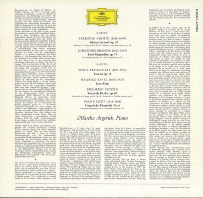 Martha Argerich, Chopin* · Brahms* · Liszt* · Ravel* · Prokofieff* - Martha Argerich Spielt Chopin · Brahms · Liszt · Ravel · Prokofieff (LP, RE) - Image 2