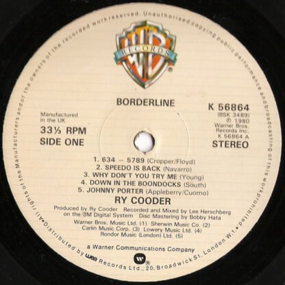 Ry Cooder - Borderline (LP, Album) - Image 3