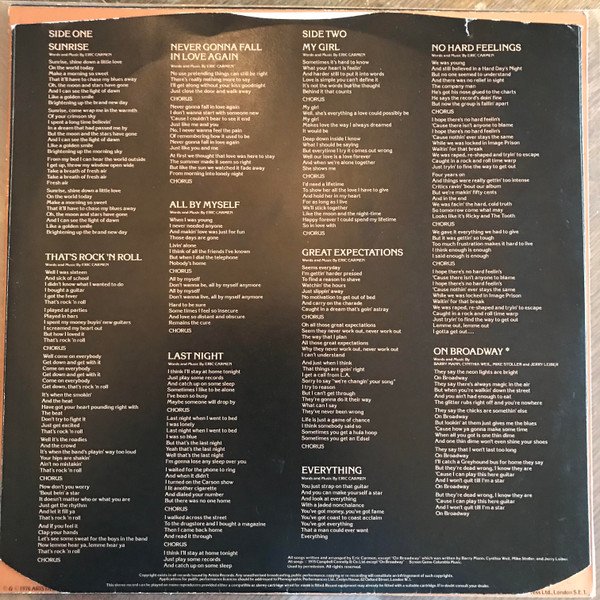 Eric Carmen - Eric Carmen (LP, Album) - Image 3