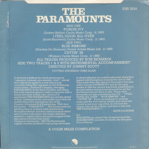 The Paramounts - Poison Ivy (7", EP, Mono) - Image 2
