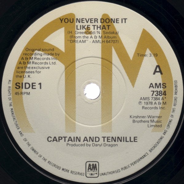 Captain And Tennille - You Never Done It Like That (7")