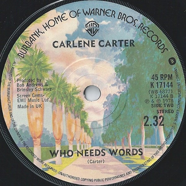 Carlene Carter - Never Together But Close Sometimes (7", Single, Com) - Image 2