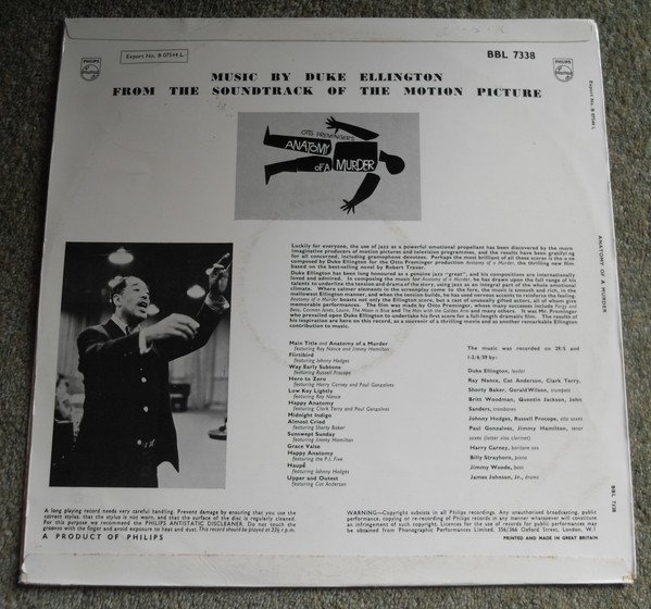 Duke Ellington - (From The Soundtrack Of The Motion Picture) Otto Preminger's Anatomy Of A Murder (LP, Album, Mono) - Image 2