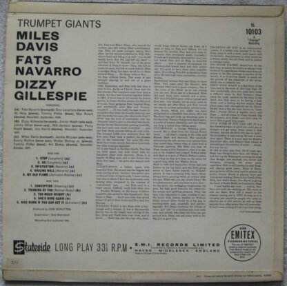 Miles Davis / Dizzy Gillespie / Fats Navarro - Trumpet Giants (LP, Comp, Mono) - Image 2