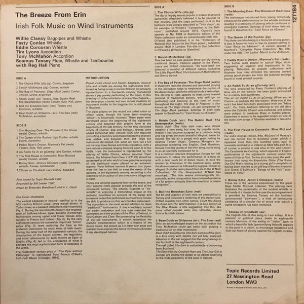 Various - The Breeze From Erin - Irish Folk Music On Wind Instruments (LP, Album, Mono) - Image 2