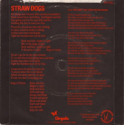 Stiff Little Fingers - Straw Dogs (7", Single) - Image 2