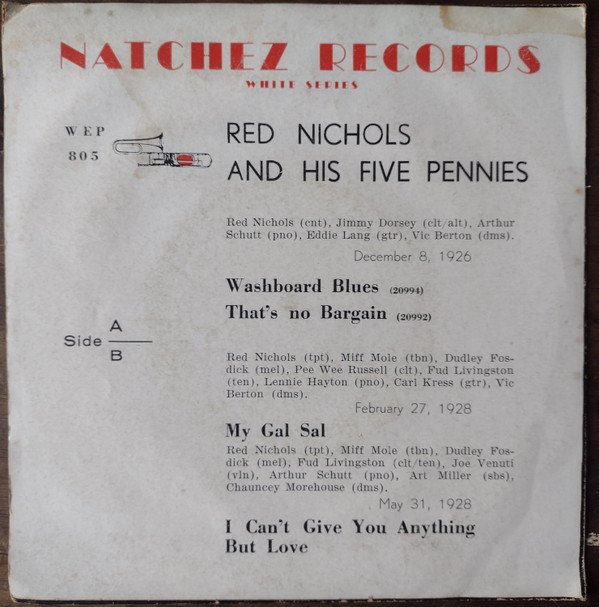 Red Nichols And His Five Pennies - Rare Red (7", EP, Promo) - Image 2