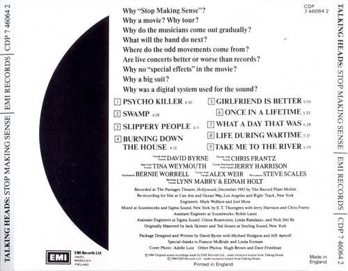Talking Heads - Stop Making Sense (CD, Album) - Image 2