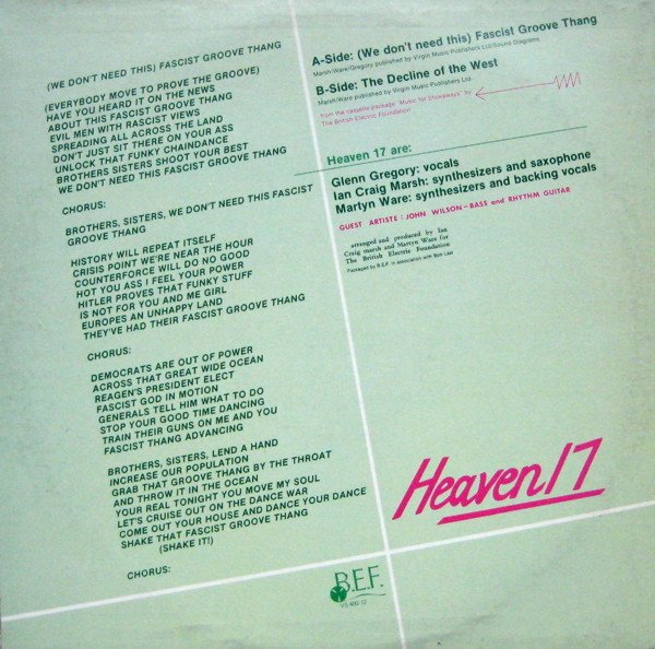Heaven 17 - (We Don't Need This) Fascist Groove Thang (12", Single) - Image 2