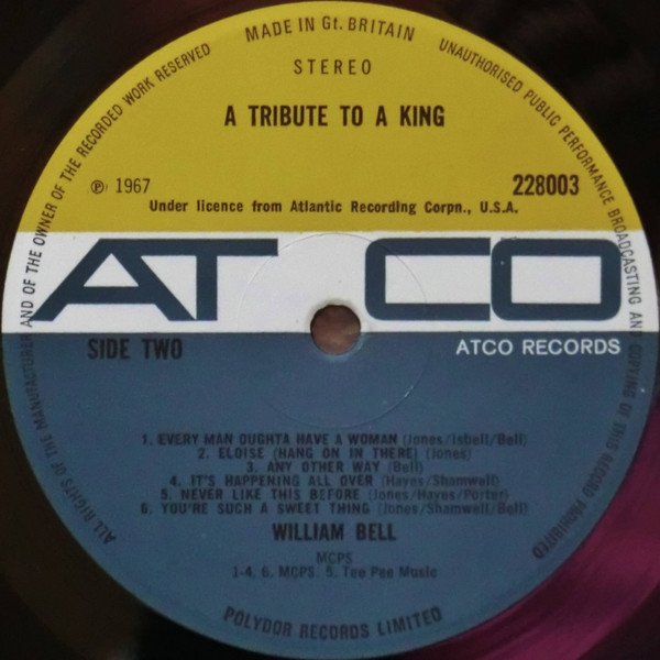 William Bell - A Tribute To A King (LP, Album) - Image 2