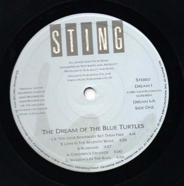 Sting - The Dream Of The Blue Turtles (LP, Album) - Image 3