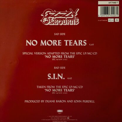 Ozzy Osbourne - No More Tears (7", Single, Sol) - Image 2