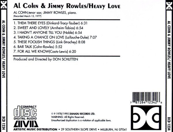 Al Cohn, Jimmy Rowles - Heavy Love (CD, RE) - Image 2