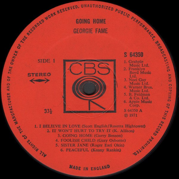 Georgie Fame - Going Home (LP, Album) - Image 3