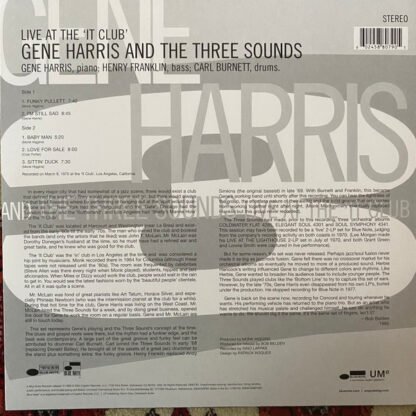 Gene Harris And The Three Sounds* - Live At The 'It Club' (LP, Album) - Image 3