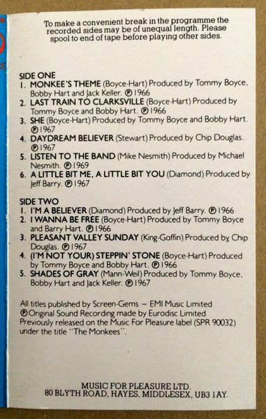 The Monkees - The Best Of The Monkees (Cass, Comp, Bla) - Image 2
