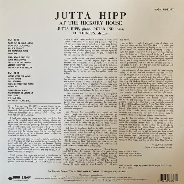 Jutta Hipp - At The Hickory House Volume 1 (LP, Album, Mono, RE, 180) - Image 2