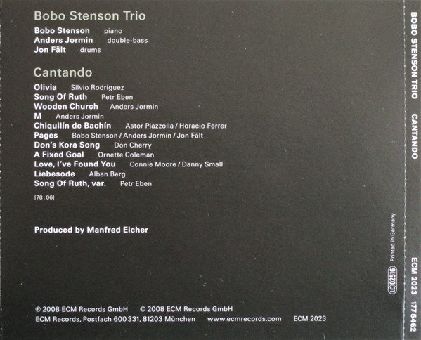 Bobo Stenson Trio - Cantando (CD, Album) - Image 3