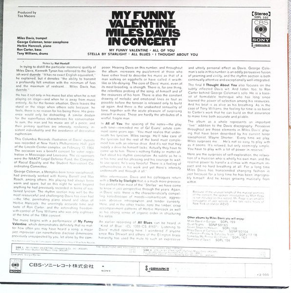 Miles Davis - My Funny Valentine - Miles Davis In Concert (LP, Album, RE) - Image 2