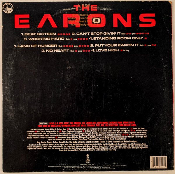The Earons - Hear On Earth (LP, Album) - Image 2