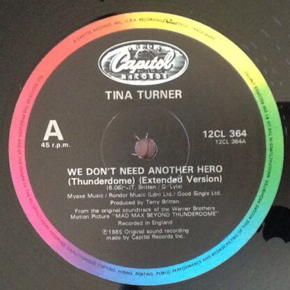 Tina Turner - We Don't Need Another Hero (Thunderdome) - Extended Mix (12", Single) - Image 3