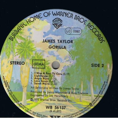 James Taylor (2) - Gorilla (LP, Album, RP) - Image 3