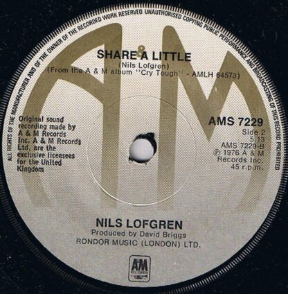 Nils Lofgren - Cry Tough (7", Single) - Image 2