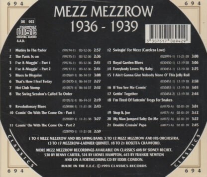 Mezz Mezzrow - 1936-1939 (CD, Comp) - Image 2