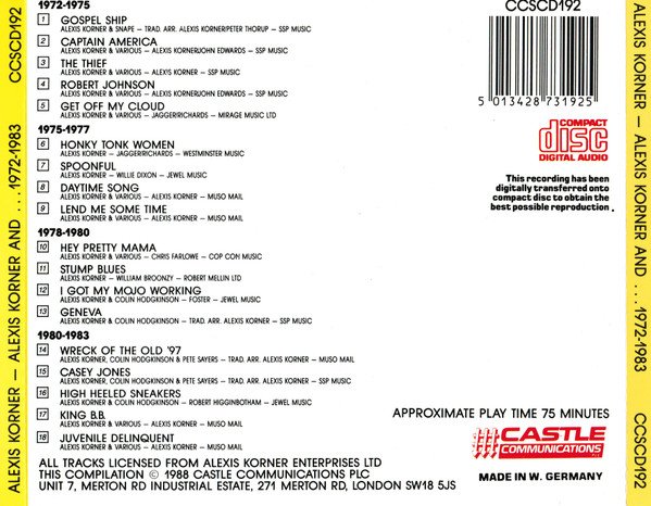 Alexis Korner - Alexis Korner And... 1972 - 1983 (CD, Comp) - Image 2