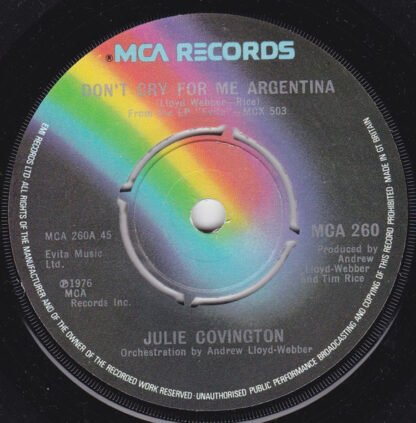 Julie Covington - Don't Cry For Me Argentina (7", Single, Pus)