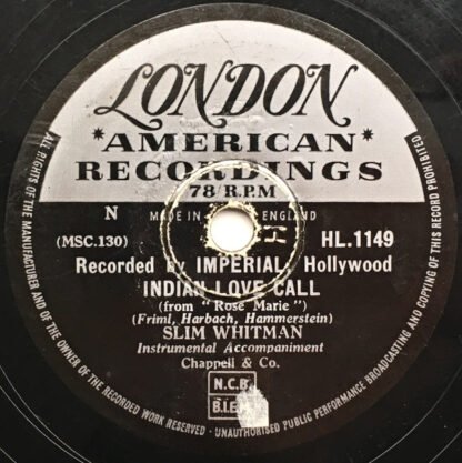 Slim Whitman - Indian Love Call / China Doll (Shellac, 10", RP)