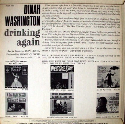 Dinah Washington - Drinking Again (LP, Album, Mono) - Image 2