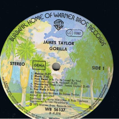 James Taylor (2) - Gorilla (LP, Album, RP) - Image 2