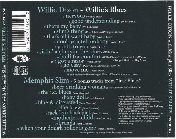 Willie Dixon With Memphis Slim - Willie's Blues (CD, Album, RE) - Image 2