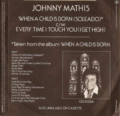 Johnny Mathis - When A Child Is Born (Soleado) (7", Promo) - Image 2