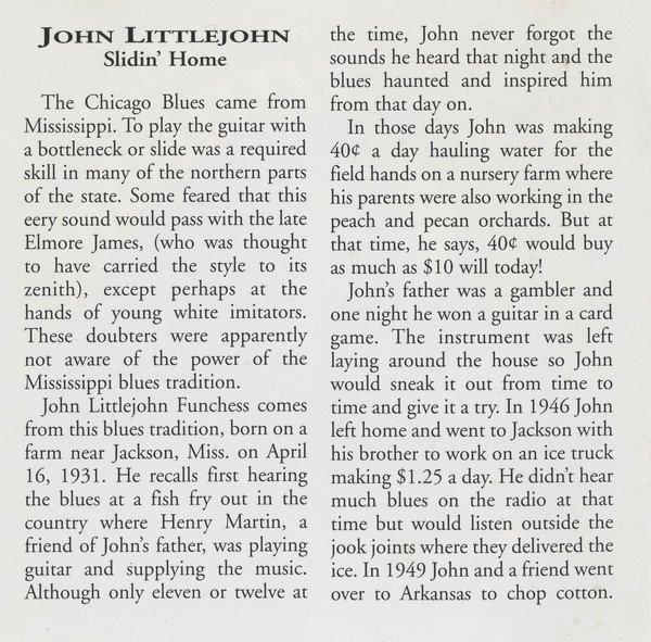 John Littlejohn - Slidin' Home (CD, Album, RE) - Image 3
