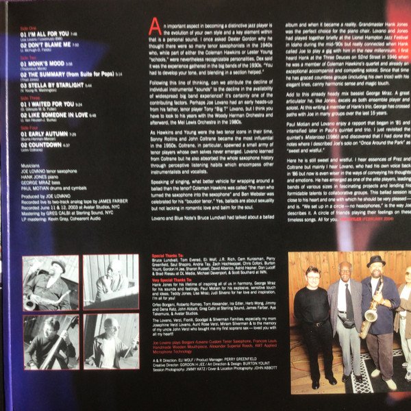 Joe Lovano - I'm All For You (2xLP, Album, RE, 180) - Image 3