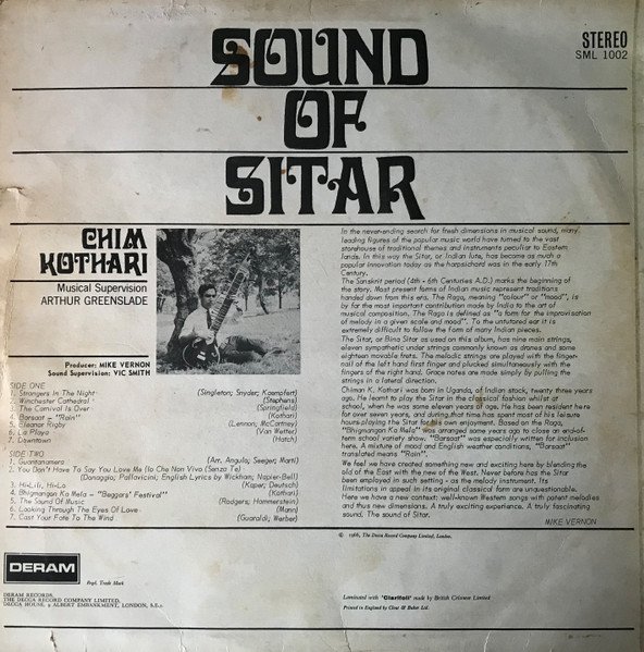 Chim Kothari - Sound Of Sitar (LP, Album) - Image 2