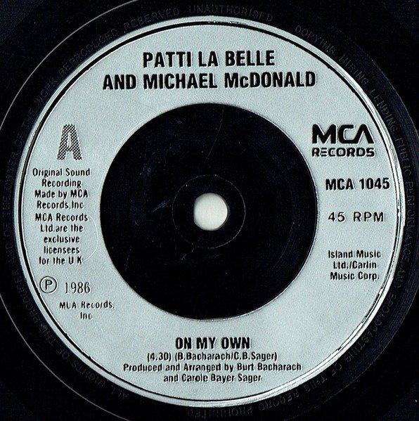 Patti La Belle* And Michael McDonald - On My Own (7", Single, Inj) - Image 3