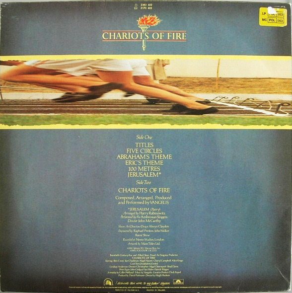 Vangelis - Chariots Of Fire (LP, Album, PRS) - Image 2