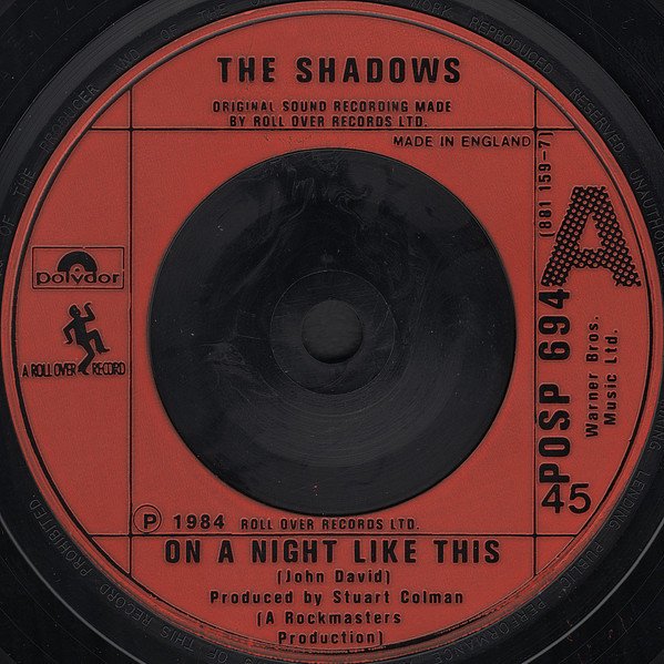 The Shadows - On A Night Like This (7", Single) - Image 3