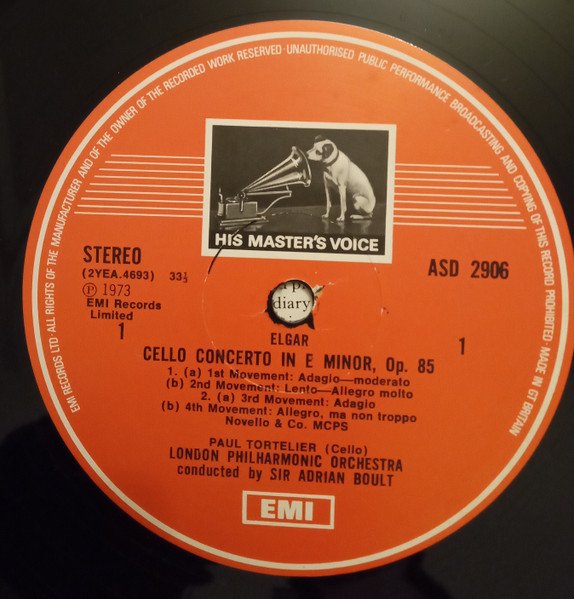 Elgar* - Paul Tortelier, London Philharmonic Orchestra, Sir Adrian Boult - Cello Concerto / Introduction & Allegro For Strings / Serenade For Strings (LP, B&W) - Image 3