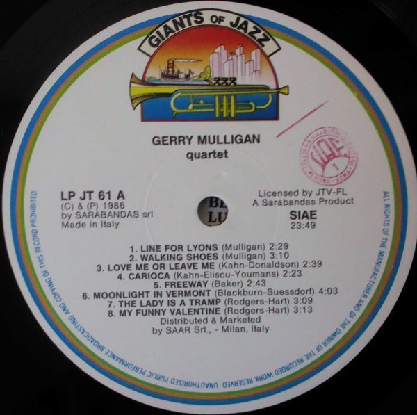 Gerry Mulligan Quartet With Chet Baker - Gerry Mulligan Quartet With Chet Baker (LP, Comp) - Image 3
