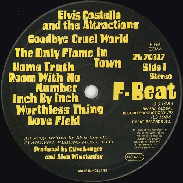 Elvis Costello And The Attractions* - Goodbye Cruel World (LP, Album) - Image 3